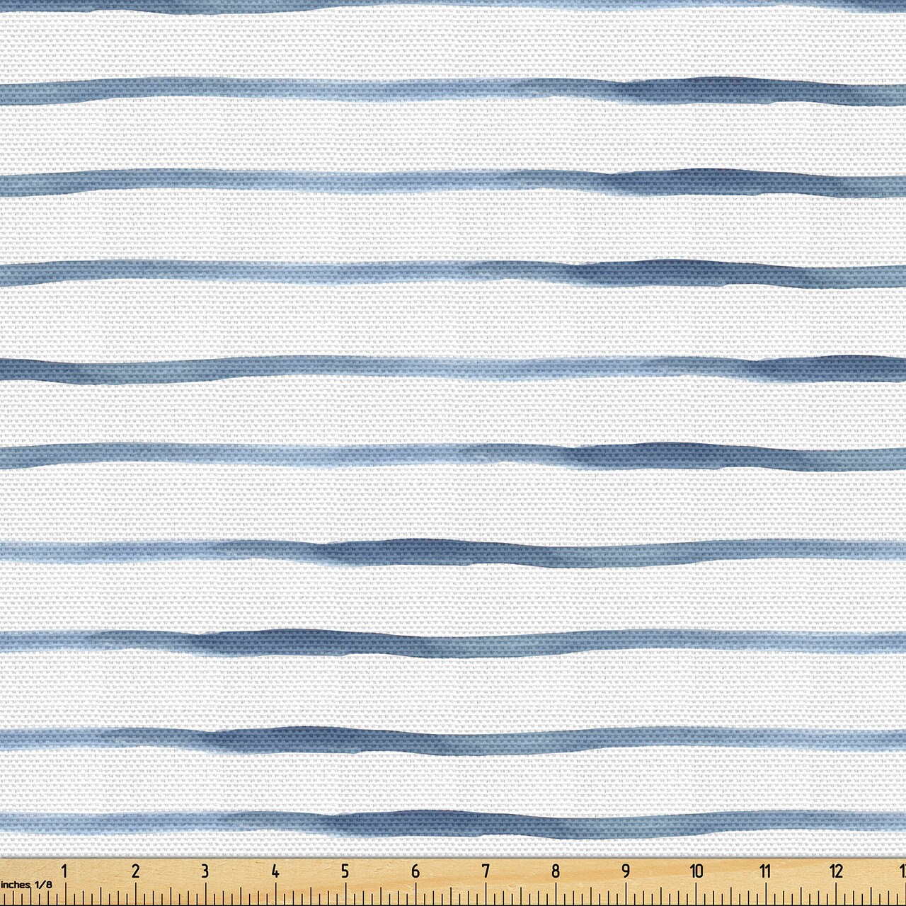 Ambesonne Harbour Stripe Fabric by the Yard, Abstract Brushstroke Nautical Ocean Horizontal Lines Soft Picture, Decorative Fabric for Upholstery and Home Accents, Pale Slate Blue White